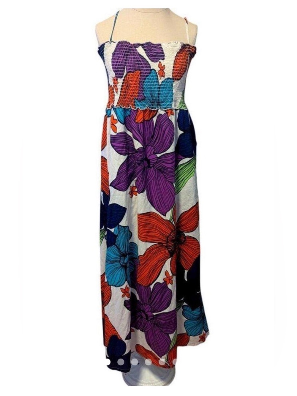 Cacique Swim 18/20 Floral Strapless/Halter cover up/maxi dress
